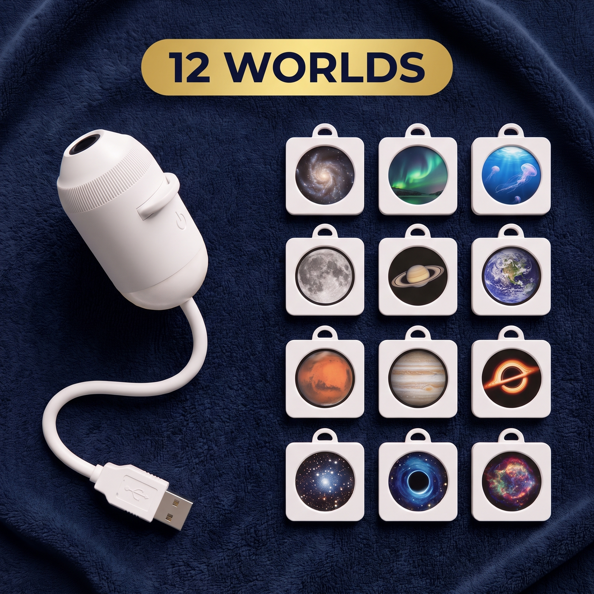 12 Worlds pack: ORBILO projector with 12 world discs